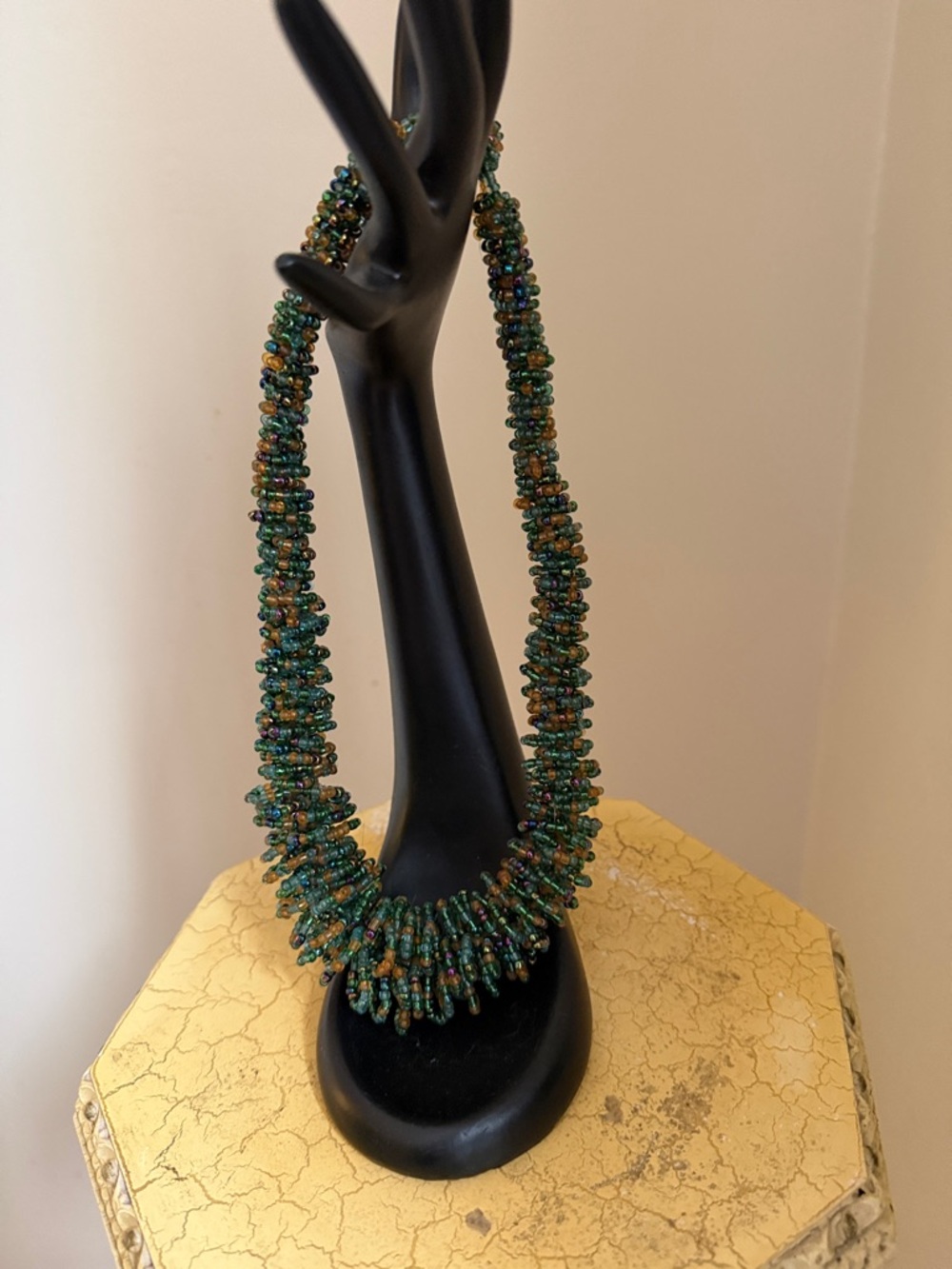 Handmade Green Beaded Statement Necklace